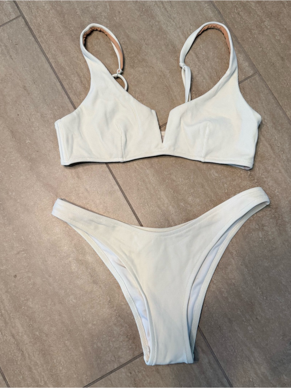 Oysho cream textured bikini
